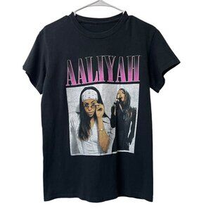 AALIYAH‎ Black Purple Concert Singer Tee Shirt Size Small